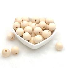 Chenkai 100PCS 14mm Unfinished Wooden Teether Beads Eco-Friendly Natural Color Teething Beads For DIY Jewelry Making Handmade 2024 - buy cheap