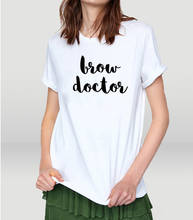 Camiseta con estampado de médico para mujer, Blusa de manga corta de algodón con cuello redondo, blusa holgada informal para mujer, negra y blanca 2024 - compra barato