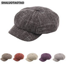 SHALUOTAOTAO New Fashion Lattice Newsboy Caps Elegant Snapback Octagonal Cap For Women Artist Painter Leisure Brands Hat Autumn 2024 - buy cheap