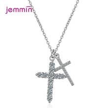 Statement Cross Pendant Necklace 925 Sterling Silver Cubic Zircon Inlay Choker Necklace Women Silver 925 Jewelry Religious Gift 2024 - buy cheap