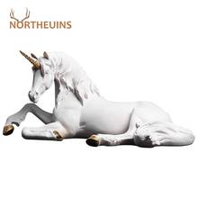 NORTHEUINS Resin Unicorn Horse Statues Nordic Animal Miniature Figurines For Home Decor Decoration Accessories for Living Room 2024 - buy cheap