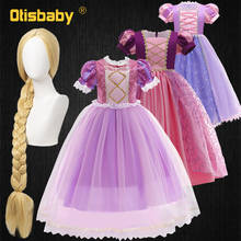 Vestido de princesa Rapunzel enredado para niñas, ropa de fiesta de cumpleaños de Sofía, con lentejuelas de encaje Floral, navidad 2024 - compra barato