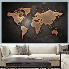 Mapa mundi abstrato 3d, pintura em tela, clássico, preto, posteres e impressões, imagem de arte de parede para sala de estar, decoração, quadros 2024 - compre barato