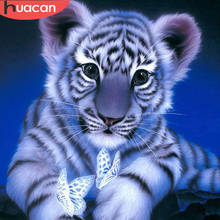 HUACAN-pintura de diamante 5D DIY "tigre", bordado de diamantes de imitación cuadrados, imagen de Animal completo, decoración de diamantes de imitación 2024 - compra barato