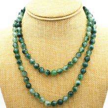 HOT Pretty 8mm White & Green emerald gemstone beads Jewelry necklace 35 " 2024 - buy cheap