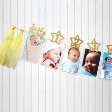 Marco de fotos de 12 meses, pancarta para Baby Shower, decoración de primer cumpleaños, primer niño y niña, suministros para fiesta de bautismo de 1 año, oro 2024 - compra barato