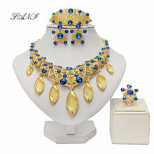 Fani Saudi Gold Color Woman Wedding Jewelry Set Wholesale Nigerian woman Accessories Jewelry Set statement Bridal Jewelry Set 2024 - buy cheap