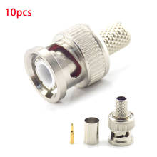 10Pcs 3 In 1Coupler Crimp Connector Bnc Male Connector To Coax Rg59 Connector Cable for Cctv Camera Accessories W17 2024 - buy cheap