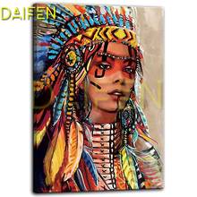 5D DIY Diamond painting Cross stitch feather totem Full Round Diamond embroidery Indian woman Full Square Diamond mosaic Indians 2024 - buy cheap