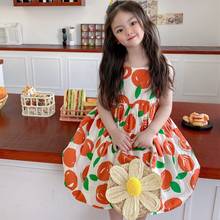 Одежда для маленьких девочек, летнее хлопковое Повседневное платье на подтяжках с принтом фруктов, 2021 2024 - купить недорого