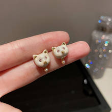 Origin Summer Korean Fashion White Black Cat Stud earring for Women UniquDesign Animal earrings Holiday Jewelry Accessories 2024 - compre barato