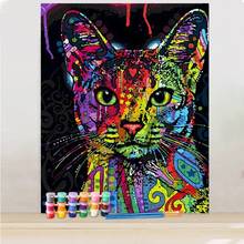 GATYZTORY DIY Painting By Numbers Jigsaw Puzzle Colorful Cat Canvas Drawing For Adult Animal Handpainted Gift Home Wall Art 2024 - buy cheap