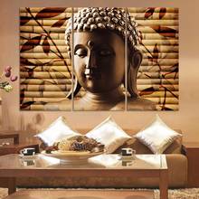 Paintings HD Canvas Art Wall Painting For Living Room Home Decor 3 Pieces Buddha Head Bamboo background 2024 - buy cheap