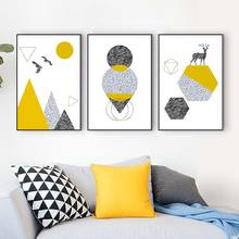 Minimalist  Nordic Abstract Geometric Yellow Canvas Paintings Printed Posters Wall Art Pictures for Living Room Home Decor 2024 - buy cheap