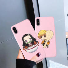 GYKZ-funda de teléfono Kamado Nezuko Kimetsu No Yaiba, carcasa trasera de color rosa suave para iPhone XS MAX 11 Pro X XR 6s 7 8 Plus Demon Slayer 2024 - compra barato