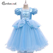 2020 Lace Flowers Girl Princess Dress Cap Sleeve Crystal Dress Sky Blue Kids Party Dress Little Bride Flower Girl Dresses 2024 - buy cheap