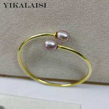 YIKALAISI-pulsera elástica para mujer, joyería de plata de ley 925, Perla Natural de agua dulce, tamaño ajustable, color dorado y plateado 2024 - compra barato