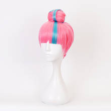 Verdadeiro dano qiyana rosa peruca azul cosplay traje resistente ao calor do cabelo sintético perucas de festa feminino com bun + peruca boné 2024 - compre barato