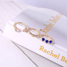 Conjunto de 3 anillos de cristal rosa y azul para mujer, joyería de moda, accesorios de regalo, venta al por mayor 2024 - compra barato