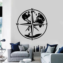 Compass Wall Decal Travel Sea Marine Mainland Earth Geography School Interior Decor Vinyl Window Stickers Study Room Mural M258 2024 - buy cheap