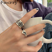 Foxanry Vintage Punk 925 Stamp Rings Fashion Simple Chain Multilayer Geometric Weaving Party Jewelry Gifts for Women 2024 - buy cheap