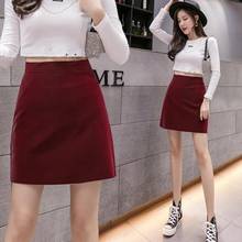 Green Fashion Burgundy Short Skirt A- Line Skirt High Kidney Autumn Woman Skirts Faldas Jupe 2024 - buy cheap