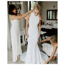 E JUE SHUNG Elegant Mermaid White Wedding Dresses High Neck Zipper Back Simple Wedding Gowns Vestido de noiva Bridal Dresses 2024 - buy cheap