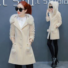 Abrigos de lana para mujer, chaqueta con capucha ajustadas coreanas, moda elegante, otoño e invierno, 2019 2024 - compra barato