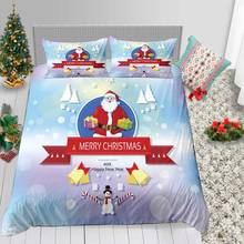 Thumbding-Juego de cama de decoración navideña, funda nórdica de fantasía con estampado de Papá Noel, juego de cama doble individual completo, gran oferta 2024 - compra barato