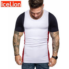 IceLion 2021 New Summer Patchwork T Shirt For Men Print Slim Fit Short Sleeve T-shirt Fashion Zipper Tshirt Male Tops & Tees 2024 - buy cheap