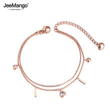 JeeMango Trendy Double Layers CZ Crystal Ball Charm Bracelets For Women Stainless Steel Link & Chain Bohemia Bracelet JB19055 2024 - buy cheap