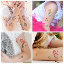 Tatuajes temporales de sirena para niñas, adhesivos impermeables de dibujos animados, arte corporal, regalo, 10 Uds. 2024 - compra barato
