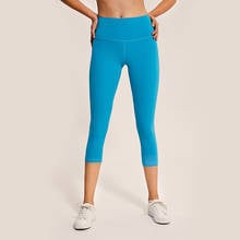 Peacock Blue Women High Waist Calf-Length Yoga Tights With Pocket Inside Push Up Squatproof Capri Stretchy Pants Plus Size XS-XL 2024 - buy cheap