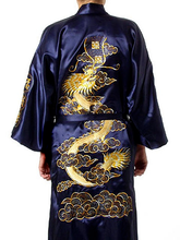 Ropa de dormir tradicional de talla grande XXXL con bordado chino para hombre, batas de dragón, Kimono azul marino con cinturón 30 2024 - compra barato