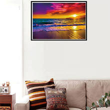 Pintura de diamantes 5D para decoración del hogar, mosaico de paisaje de punto de cruz artesanal, Color playa y playa 2024 - compra barato