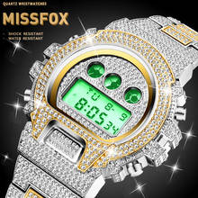 Relógio masculino multifuction dropshipping digital missfox g estilo choque esporte relógios despertador luminoso ouro diamante relógios de pulso 2024 - compre barato