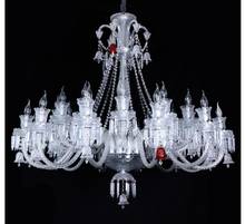 Candelabro de cristal europeo, lámpara colgante transparente de plata K9, 24L, decoración de boda 2024 - compra barato