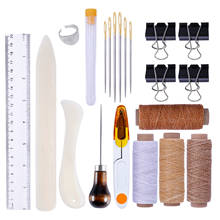 25pcs Leather Craft Bookbinding Kit Paper Creaser Waxed Thread Awl Needle Binder Clips DIY Leather Sewing Set 2024 - buy cheap