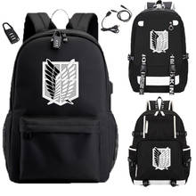 IMIDO-mochila con patrón de Anime para adolescentes, bolsa de viaje de lona negra, para estudiantes, para ordenador portátil, para regreso a la escuela 2024 - compra barato