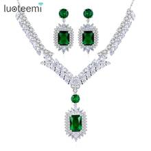LUOTEEMI Luxury Bridals Women for Wedding Engagement Jewelry Sets Cubic Zircon Necklace Earrings Sets Fashion Jewelry 2024 - buy cheap