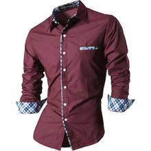Jeangas camisa masculina casual, camisa da moda, design, manga comprida, slim fit z020 winered2 2024 - compre barato