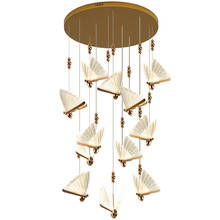 X XL лестница светодиодный потолочная люстра лампы-бабочки подвесной светодиодный светильник светодиодный потолочный светильник Nordic ресторан лестница длинный люстры 2024 - купить недорого