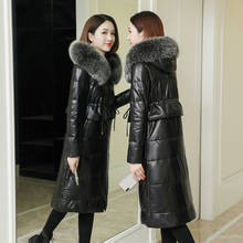 2020 New Winter Genuine Leather Jacket Women Long Sheepskin Coat Fox Fur Collar Hooded Women's Down Jackets CF19-2305 KJ3425 2024 - buy cheap