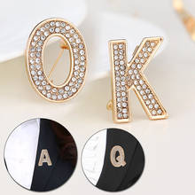 Fashion Artistic English Alphabet Brooches A-Z Letter Brooch For Name Rhinestones Metal Pins Women Men Luxury Jewelry Gift 2024 - buy cheap