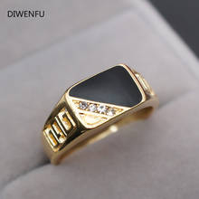 14K Yellow Gold Diamond Black Rings for Men Lady Anillos Bizuteria Fine Hiphop Fashion Jewelry Zircon Ring Bague Bijoux Femme 2024 - buy cheap