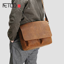 AETOO-Bolso de hombro de piel de vaca para hombre, bandolera retro de cuero de Caballo Loco, informal, hecho a mano 2024 - compra barato