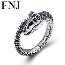 FNJ Punk Dinosaur Rings 925 Silver Adjustable Size Open Popular Bone S925 Solid Thai Silver Ring for Women Men Jewelry Fine 2024 - buy cheap