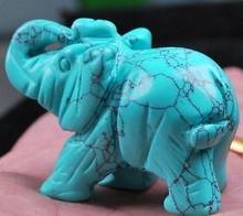 YM  327  Green Turquoise Hand Carved Elephant,Crystal Healing,Gemstone Animal Figurine 2024 - buy cheap