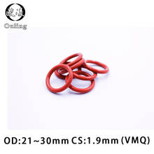 Anel de silicone vermelho 5 argolas/vmq, anel o de 1.9mm de espessura od21/22/23/24/25/26/27/28/29/30mm, junta tórica de vedação de borracha 2024 - compre barato