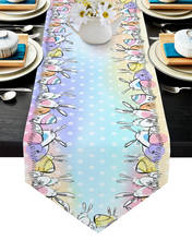 Easter Bunny Egg Watercolor Table Runner Wedding Decor Cake Tablecloth and Placemat Dinning Table Decoration Table Runner 2024 - buy cheap